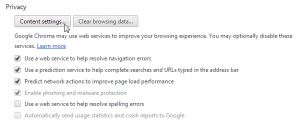 Chrome privacy settings