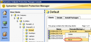 Client tab in default container