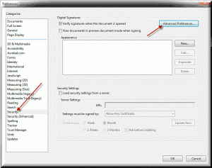 Security and Advanced Preferences