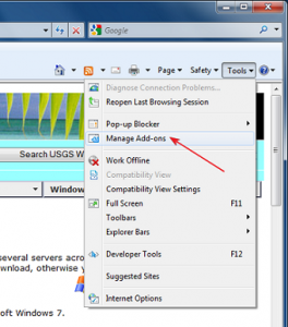 Manage Add-ons Internet Explorer