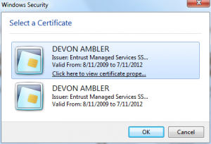 Windows 7 Choose Certificate