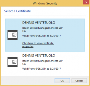 Windows 8 Choose Certificate