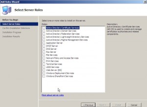 Select Server Roles