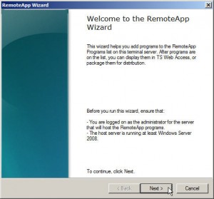 Welcome to the RemoteApp Wizard
