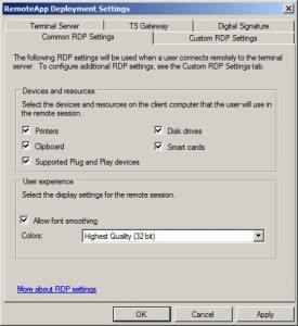 Common RDP Settings
