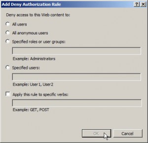 Add Deny Authorization Rule