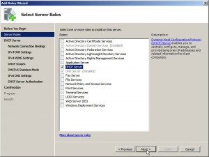 Select DHCP Server Role