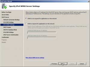 Specify IPv4 WINS Server Settings