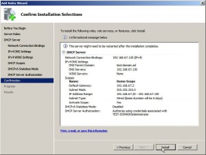 Confirm Installation Selections