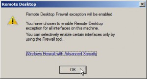 Remote Desktop Firewall exception