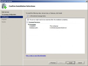 Confirm Installation Selections