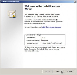 Welcom to the Install Licenses Wizard