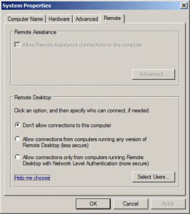 Remote Desktop Properties