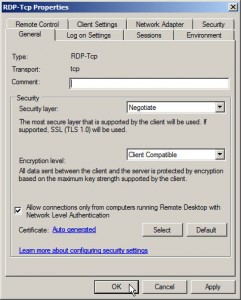 RDP TCP Properties