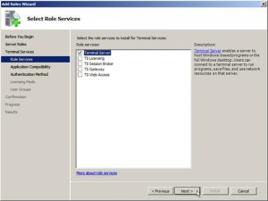 Terminal Server Role Services