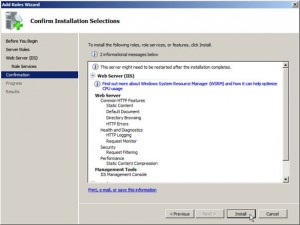 Confirm Installation selections
