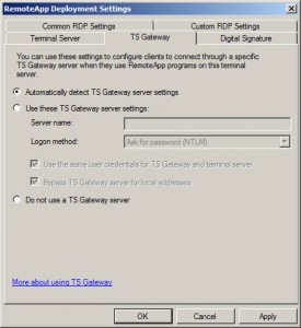 TS Gateway Settings
