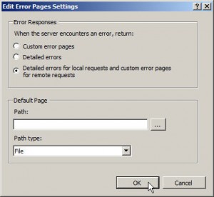 Edit Error Pages Settings