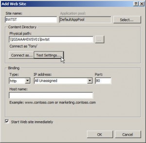 Test settings