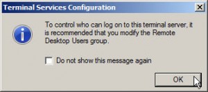 Terminal services Configuration Security