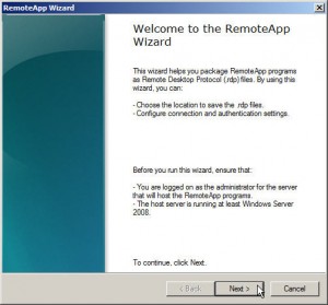 Welcome to the RemoteApp Wizard