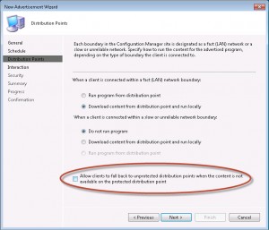 Uncheck Allow Clients To Fall Back to Unprotected Distribution Points