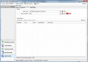 SCCM Client Center - Agent Actions - Cache Tab