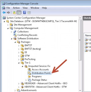 Configuration Manager Console - Package - Distribution Points
