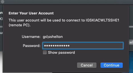 Enter username and AD password again